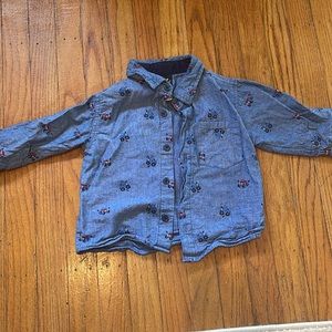 3T toddler boy button down shirt with monster truck details